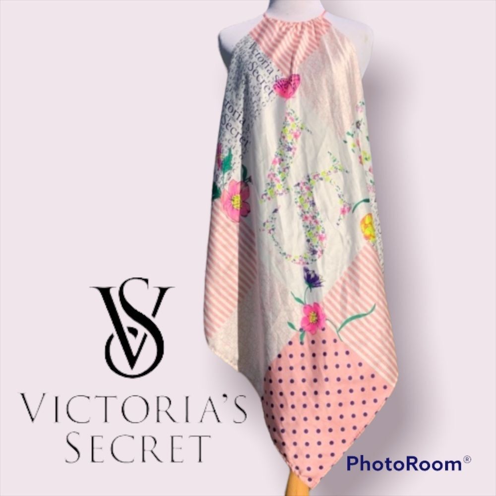 VS RARE HTF Neon Floral Patchwork Logo Hanky hem Halter Nightie Medium VTG?